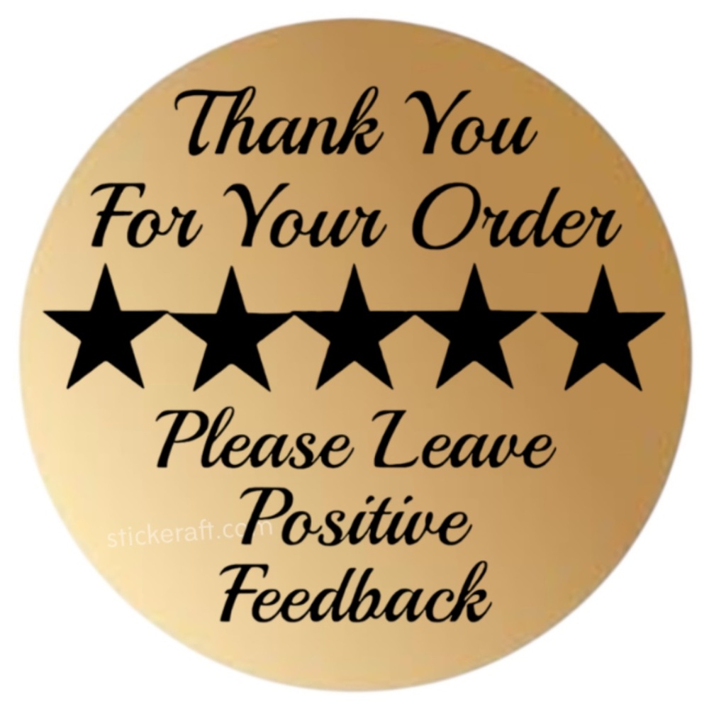Thank You Stickers Positive Feedback Labels 5 Star Review Packaging - Picture 13 of 15